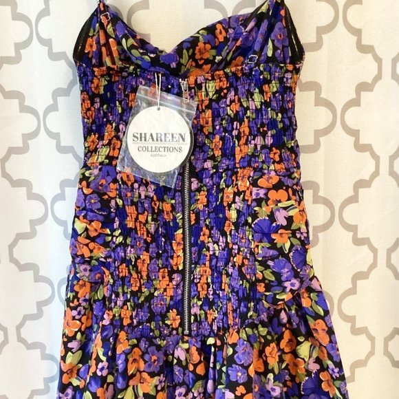 Shareen Collections Dark Floral Mini Cut Out Dress - NWT - 4 - Picture 5 of 6